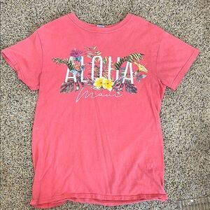 Gildan Pink Short Sleeve Tee with Tropical Design